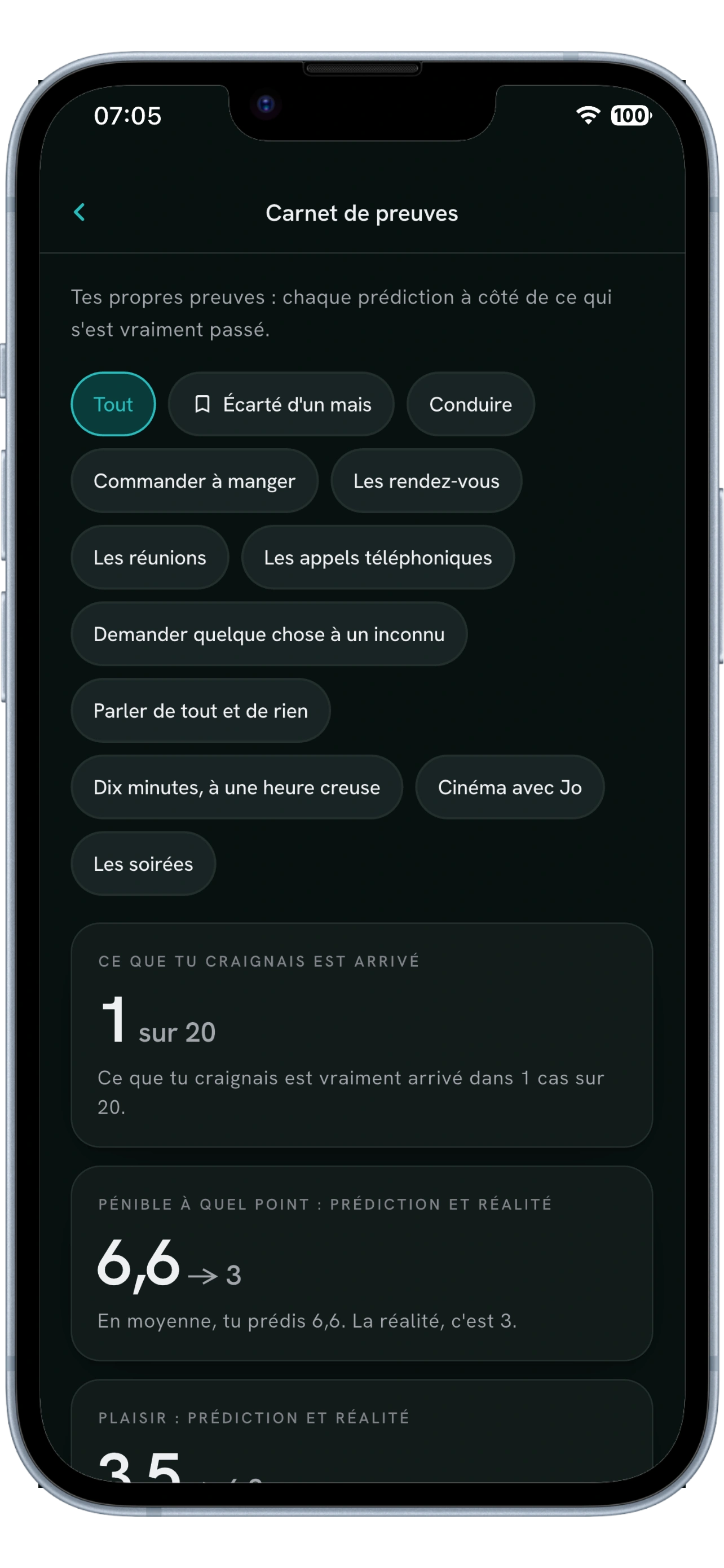 Evidence bank screen