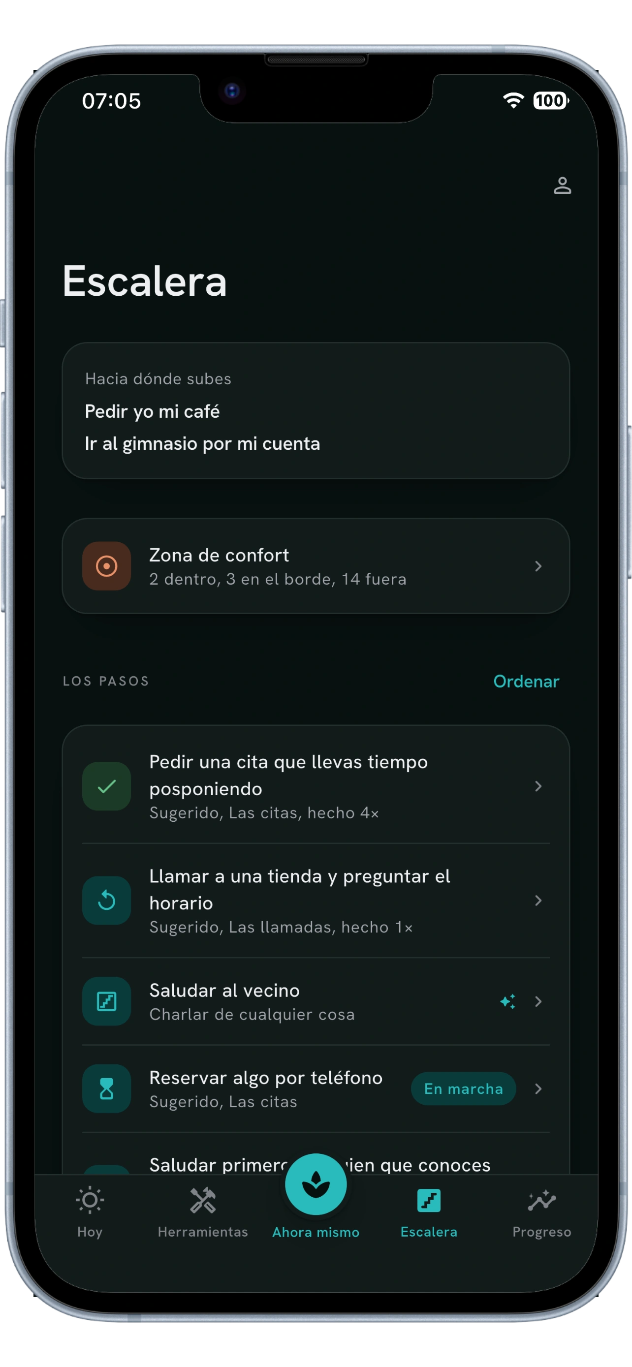 Ladder of small steps screen