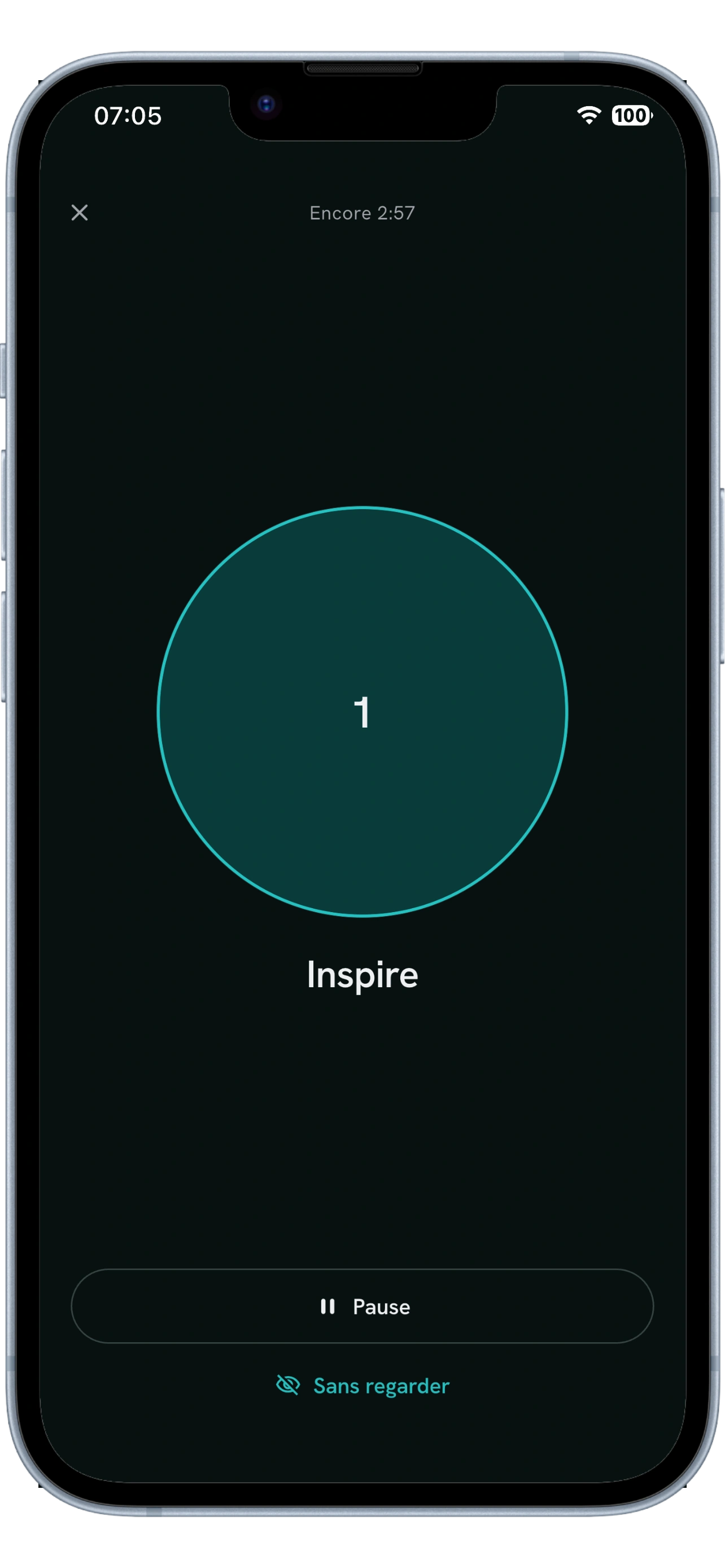 Breathing session screen